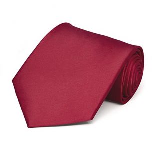 TieMart Men's Crimson Red Solid Color Necktie