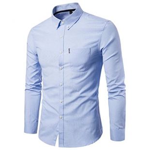 GONKOMA Mens Shirts - Men's Dress Shirts Slim Fit Long Sleeve Solid ...