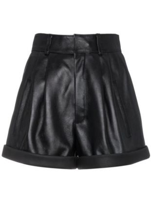 Saint Laurent - High-waisted leather shorts