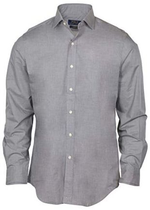 Ralph Lauren Mens Slim Fit Stretch Long Sleeve Buttondown (X-Large, Grey)