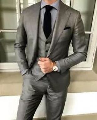 Men's 3 Piece Grey Suit Slim Fit Tuxedo Suit Wedding Dinner Suit Custom 36R 52R