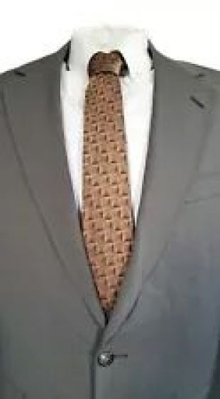Men's Brown Geomtric Print Silk Neck Tie Van Heusen 3" Wide 56" Long  | eBay