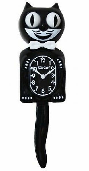 Kit Kat Clock Black Vintage Wall Tail Klock Classic Original 15.5"
