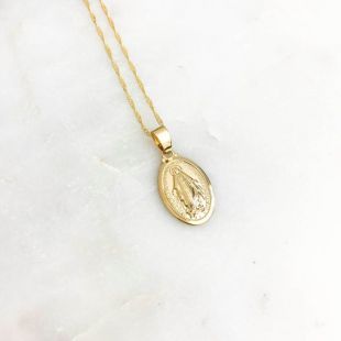 Or Vierge mère Marie miraculeuse médaille Collier pendentif