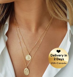 Oval Virgin Mary Medallion Necklace/ Gold Filled Oval Virgin Mary Necklace / Perfect Layering Necklace/ Layering Necklace /  Wedding Gifts