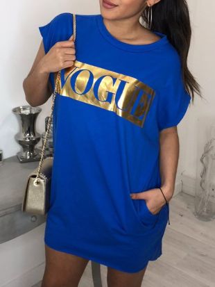 Just Fashion Now  “Vogue"Printed Summer Daily Casual T-Shirt Dresses