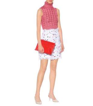 MSGN Fringed paint splatter skirt