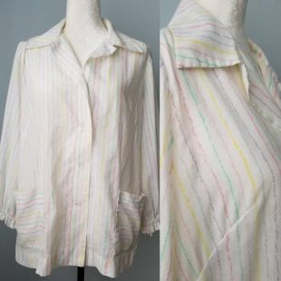 Vêtements pastel, arc en ciel rayure chemise, chemise décontractée, chemise confortable