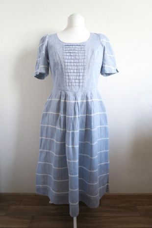 Country Line Sky Blue Linen Prairie Dress
