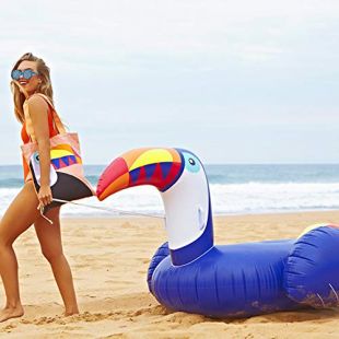 Original Cup - Pool Party - Bouée Gonflable Toucan Bleu, Bouée Toucan, Jeux de Piscine d'Été, Bouée Piscine PVC, Bouée Adulte, 180 x 150 x 110 cm - Toucan Bleu