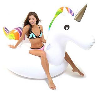 Licorne Gonflable Bouée, Bouees Licorne Gonflable Géant Jouets De Piscine pour Enfant et Adulte des Valves Rapides Spéciales