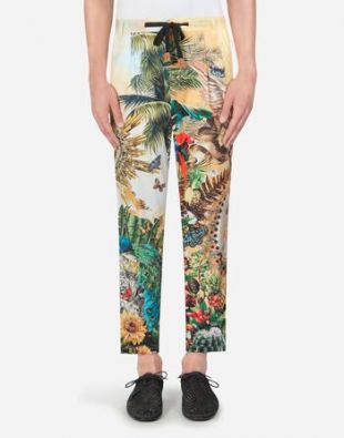 Dolce & Gabbana pantalon de jogging en lin avec imprimé Tropico King