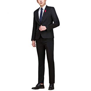 Cloudstyle Men's Suit Single-Breasted One Button Center Vent 2 Pieces Slim Fit Formal Suits Black