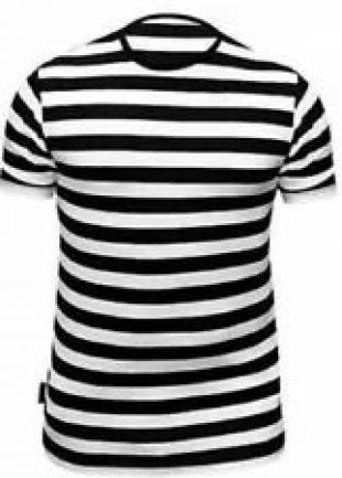 Men's Women's T Shirt Striped Top Black and White Dress Crew Neck Short Sleeves  | eBay