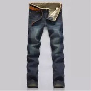 Straight Jeans Men Cotton Classic Style New Male Full Length Deep Blue Denims  | eBay