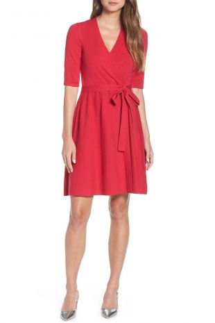 Fit & Flare Wrap Sweater Dress