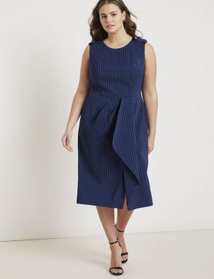 ELOQUII Pinstripe Origami Sheath Dress