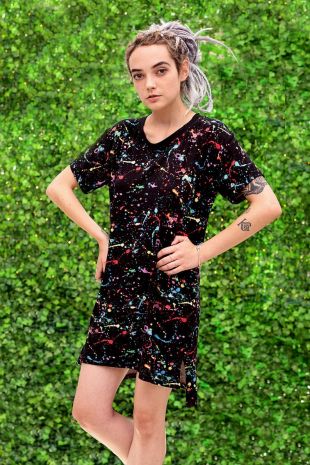 Splatter paint print dress splatter print oversize dress t shirt dress