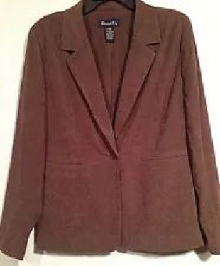 Woman's Denim & Co Casual Work Jacket Faux Brown Suede Sz LG  | eBay