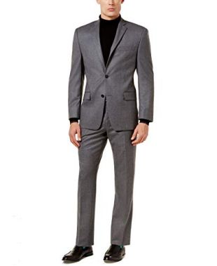 Michael Kors Mens Classic-Fit Two Button Suit, Grey, 42 Regular / 35W x UnfinishedL