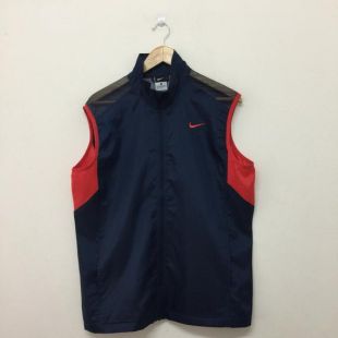 Veste Nike / Nike brodé petit Logo Polyester Net Sleeveles léger gilet veste / Dark Blue rouge / taille L
