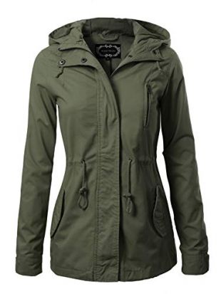Design by Olivia Women's Military Anorak Safari Hoodie Jacket Olive XL