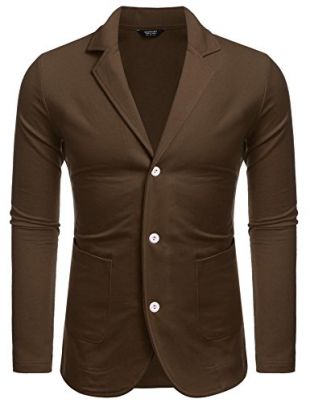 Coofandy Combinaison pour Homme Fin à Classic crantée Revers décontracté Blazer pour Homme - Marron - L