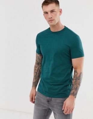 organic t shirt with crew neck in green