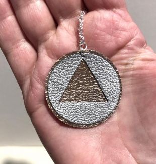 Or rose et cuir argent collier de récupération avec tour de cou argent chaîne Addiction sobriété AA bijoux cercle Triangle cadeau femmes Hippie bohème