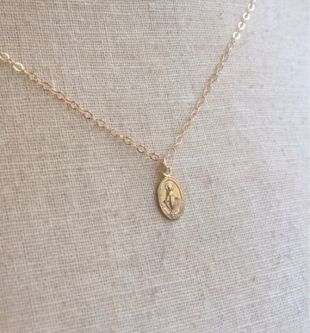 Petite Médaille Miraculeuse or, Vierge Marie collier, breloque Médaille Miraculeuse, collier Médaille Miraculeuse, Sainte Vierge, médaille religieuse, Marie