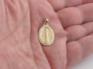 14K solide jaune or Vierge Marie Charm pendentif pendentif Médaille Miraculeuse merveilleuse