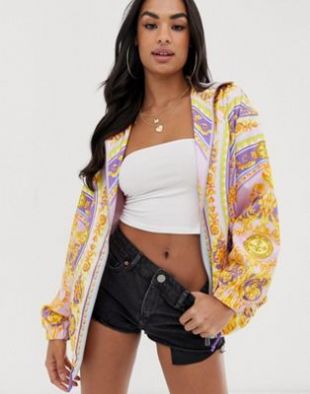 Asos scarf printed bomber jacket