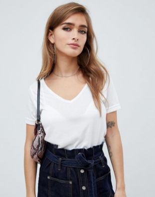 Boohoo basic v neck t shirt in white
