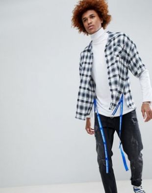 Antidote Oversized Check Shirt With Taping