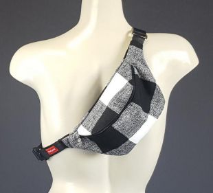 Buffalo Plaid Fanny Pack, Large Check Pattern Bum Bag Across Body, XL Hiking Strong Clip Hip Bag, Big Waist Pouch, Water Resistant Belt Bag