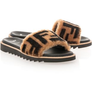 Fur FF Sliders - Brown