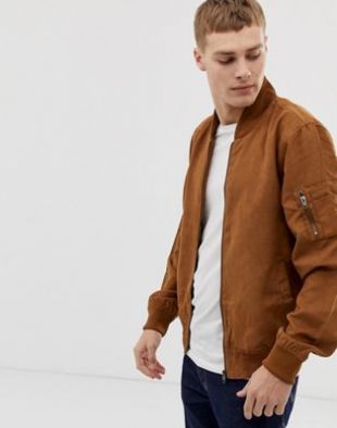 French Connection faux suede baseball jacket
