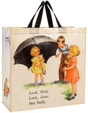 Shopper Tote - Blue Q - Dick & Jane Umbrella 16x15" Shopping Bag QA396