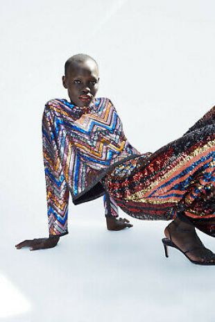 Chevron Sequined Sweater