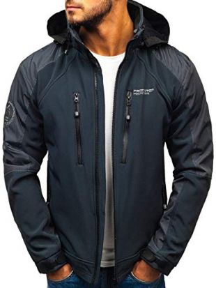 BOLF Blouson Softshell Capuche Sportif Homme FREESTEP P06 Gris foncé M [4D4]