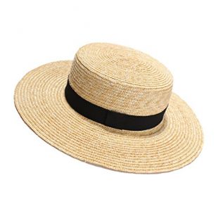 Womens' Panama Sun Hat Boater Handwoven Straw Hat for Summer