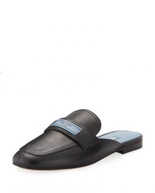 Leather 10mm Mule Loafer with Logo