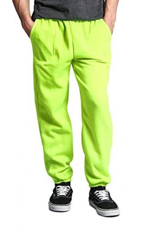 Victorious Men's Elastic Cuff Fleece Sweatpants - HILLSP - NEON Green - 5X-Large