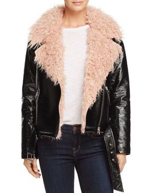 Faux Fur-Collar Moto Jacket