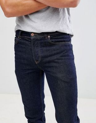 Blue Plain Rise Slim  Jeans