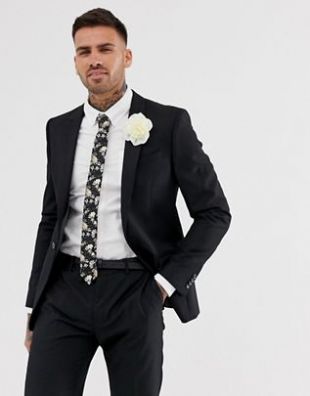 River Island skinny suit jacket in black