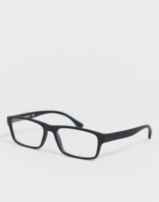 Emporio Armani square frame glasses in matte black