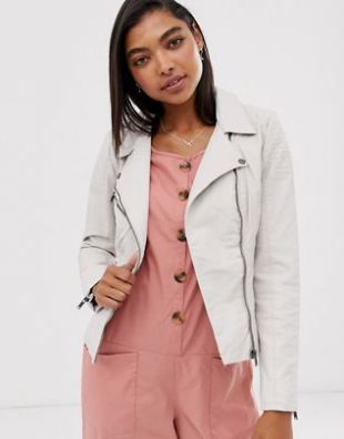 Only off white faux leather jacket