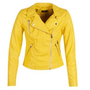 Only blouson en cuir style perfecto en jaune