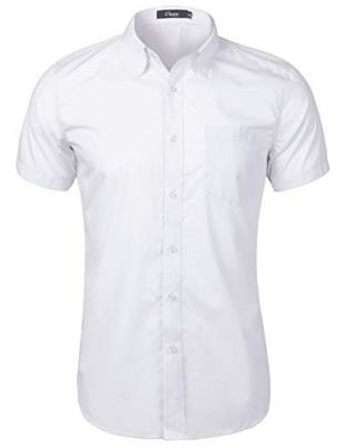 iClosam Chemise sans Repassage Homme Chemise à Manches Courtes sans Repassage Casual Business Affaires Loisir, Blanc, M